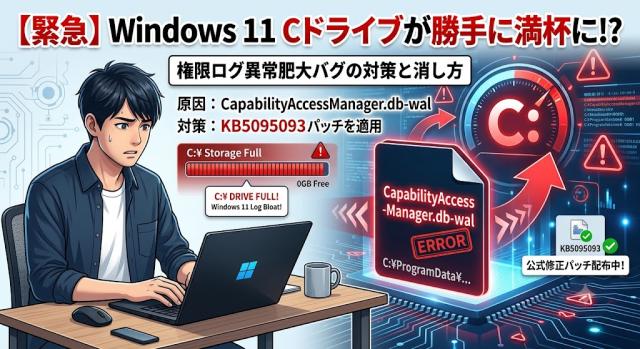 【Windows11】Cドライブの容量が勝手に減る？最大500GB食いつぶす「権限ログ肥大バグ」の消し方と対策
